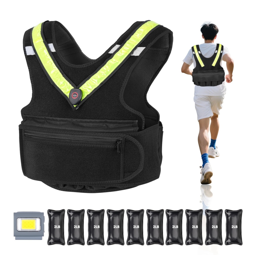 BOOSTEADY 20lb Weighted Vest for Men, Sport Running Weighted Vest with Reflective Strips an