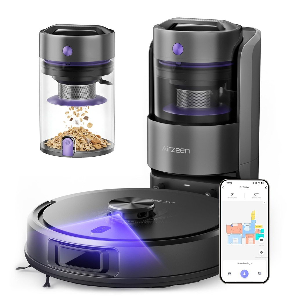 Robot Vacuum Cleaner with Mop, Bagless Robot Vacuum Cleaners UK with Self-Emptying, 10000Pa