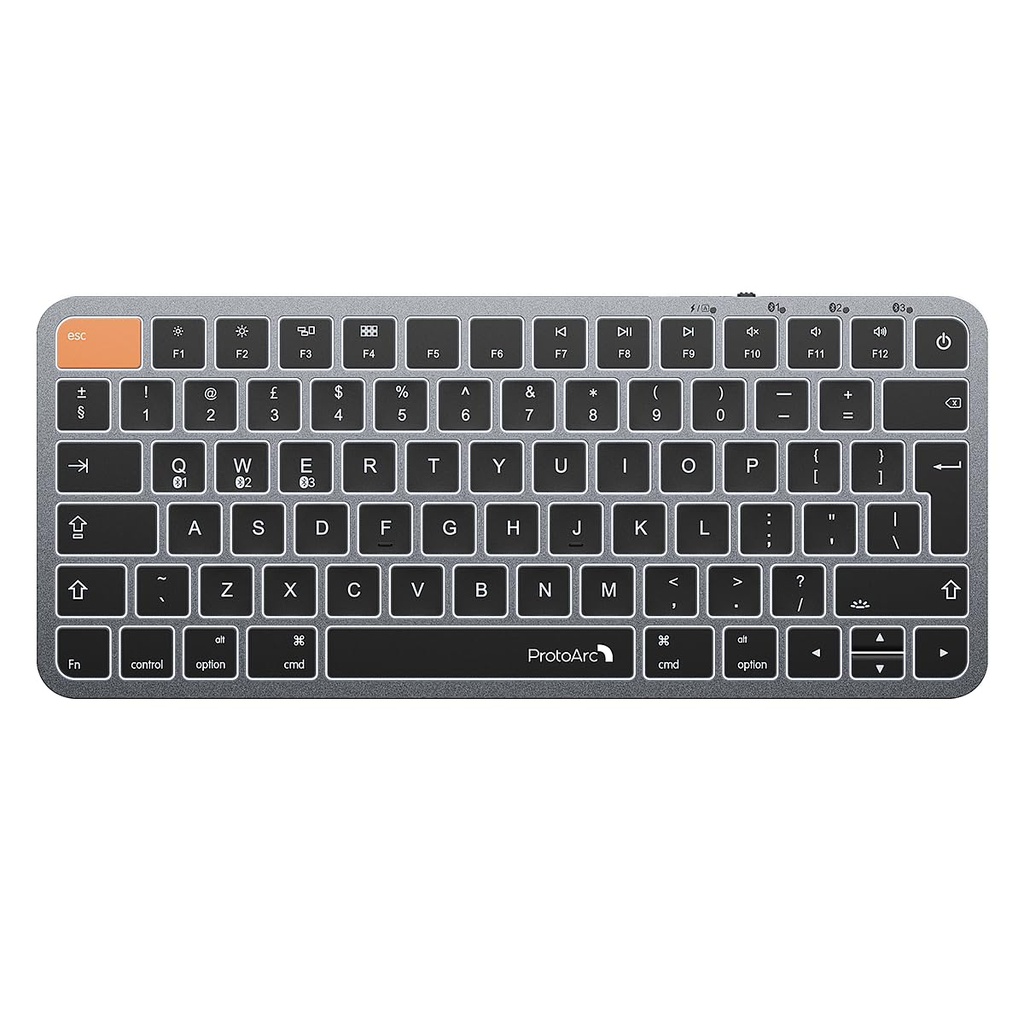 ProtoArc Backlit Compact Wireless Keyboard for Mac, K90-A Bluetooth Keyboard, Multi-Device,
