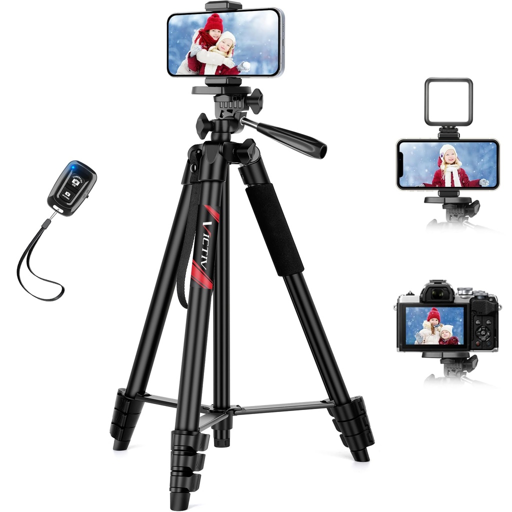 Victiv 64'' Tripod for iPhone, Phone Tripods with Remote and Mobile Phone Stand for Filming