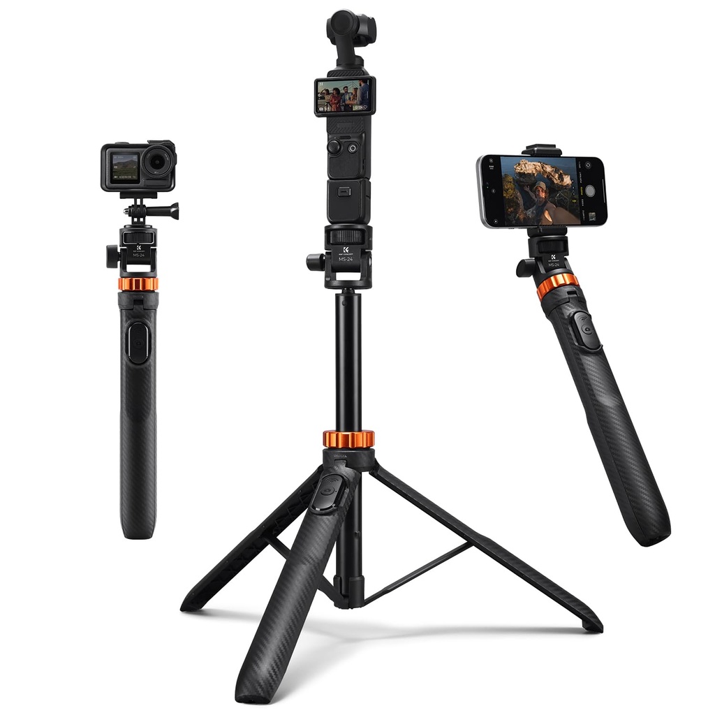 K&F CONCEPT 69"/175cm IPhone Selfie Stick Tripod with Phone Holder