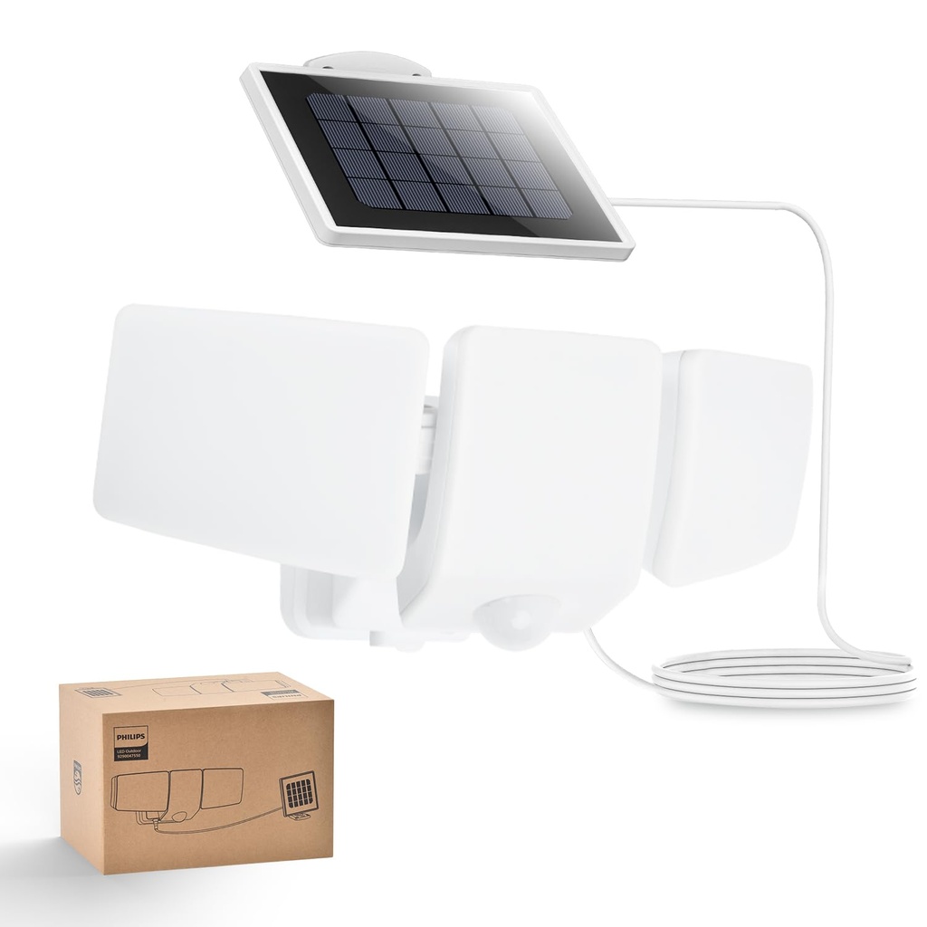 Philips 3600LM Solar Security Lights, 5000K Waterproof Dimmable LED Motion Sensor Outdoor L