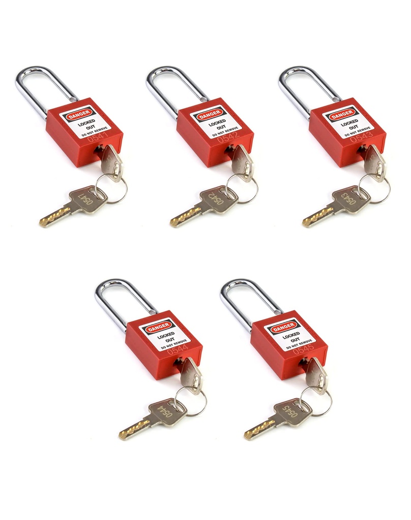 QWORK Safety Lockout Padlock Set, 5 Locks with 10 Keys, Non-Conductive Thermoplastic Bod