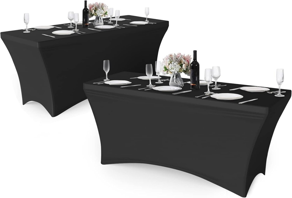 Granbest 2 Pack Spandex 6FT Table Cloth, Tight, Fitted and Wrinkle Free Table Cover Washabl