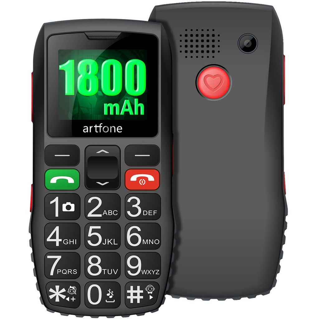 artfone C1 Black 2G GSM,Big Button Mobile Phone, Unlocked Senior Mobile Phone with SOS, Big