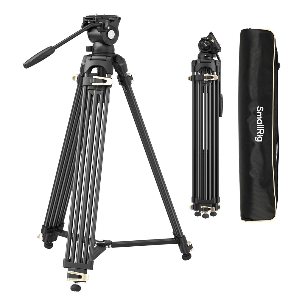 SmallRig AD-01S Video Tripod, 74" Heavy Duty Tripod with Pan and Tilt Fluid Head, Dual-Mode
