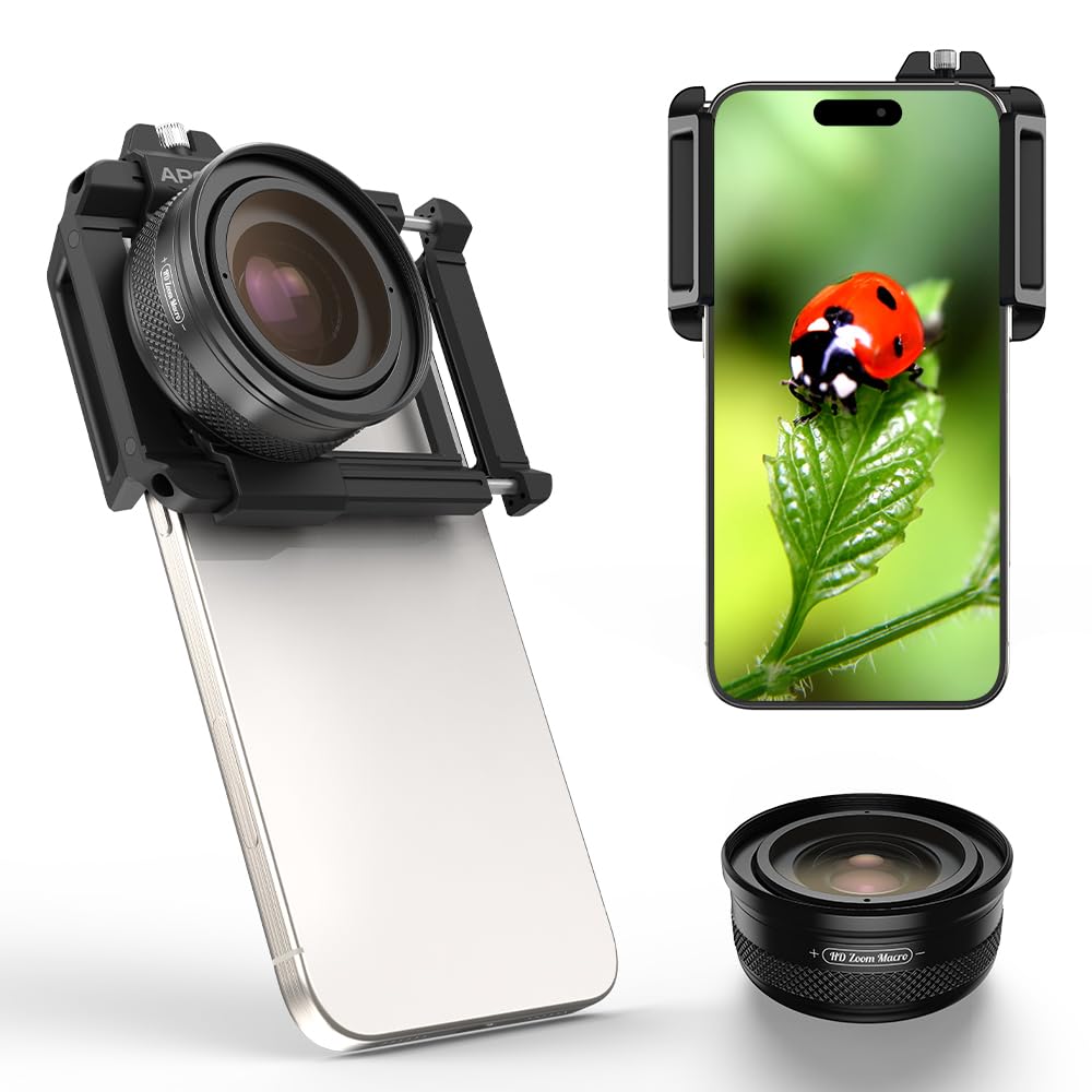 APEXEL Upgraded ZM100 Ultra-HD Mobile Macro Lens, F1.05 Aperture, Maximum Magnification 20X