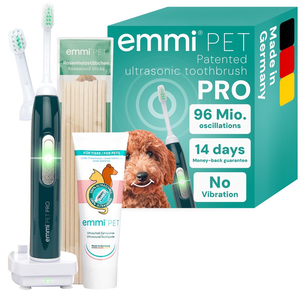 emmi-pet PRO ultrasonic Toothbrush for Dogs - Noiseless Dog & cat Toothbrush Without scrubb