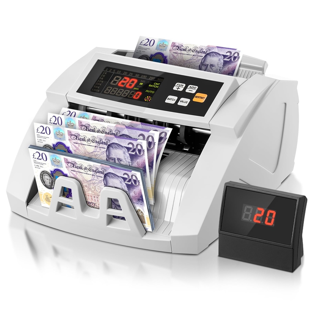 FOHERE Money Counter Machine, Professional Bill Counter with UV/IR/DD Counterfeit Detection