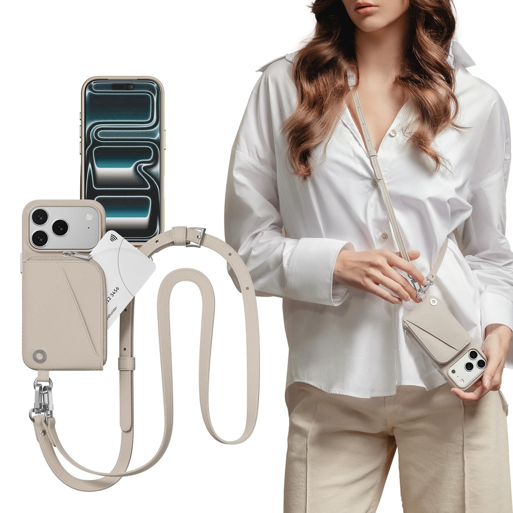 MAGEASY Designed for Phone 17 Pro Wallet Case with Crossbody Strap - Coin Purse & Card Slot
