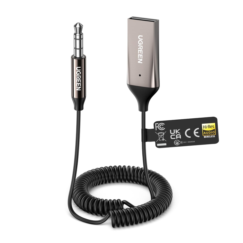 UGREEN Bluetooth 6.0 Aux Adapter, LDAC Car Bluetooth Receiver