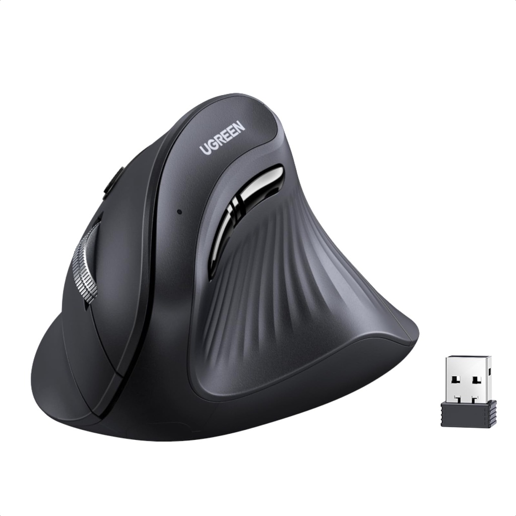 UGREEN Ergonomic Vertical Mouse, 2.4GHz Wireless or Bluetooth, 4-level DPI