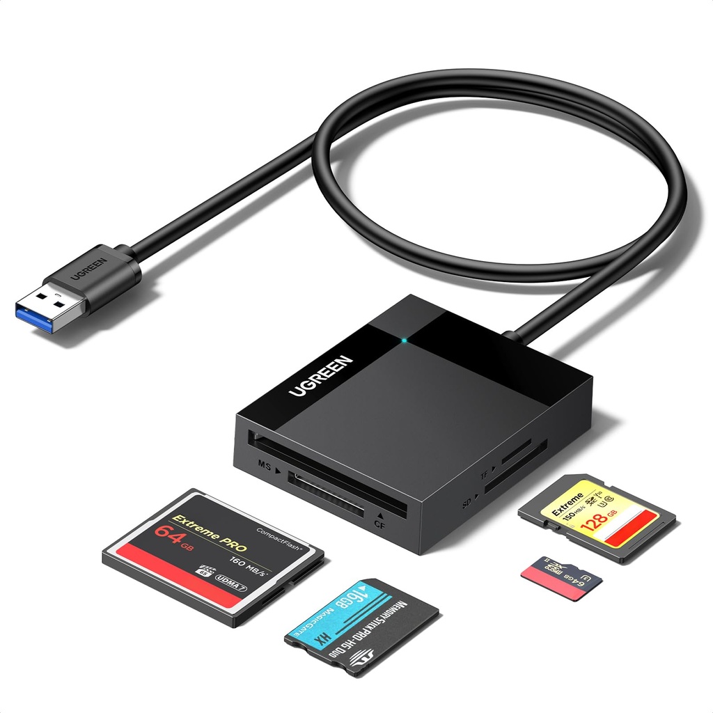 UGREEN SD Card Reader, 4-IN-1 USB 3.0 to SD CF TF MS Card Adapter, 5Gbps