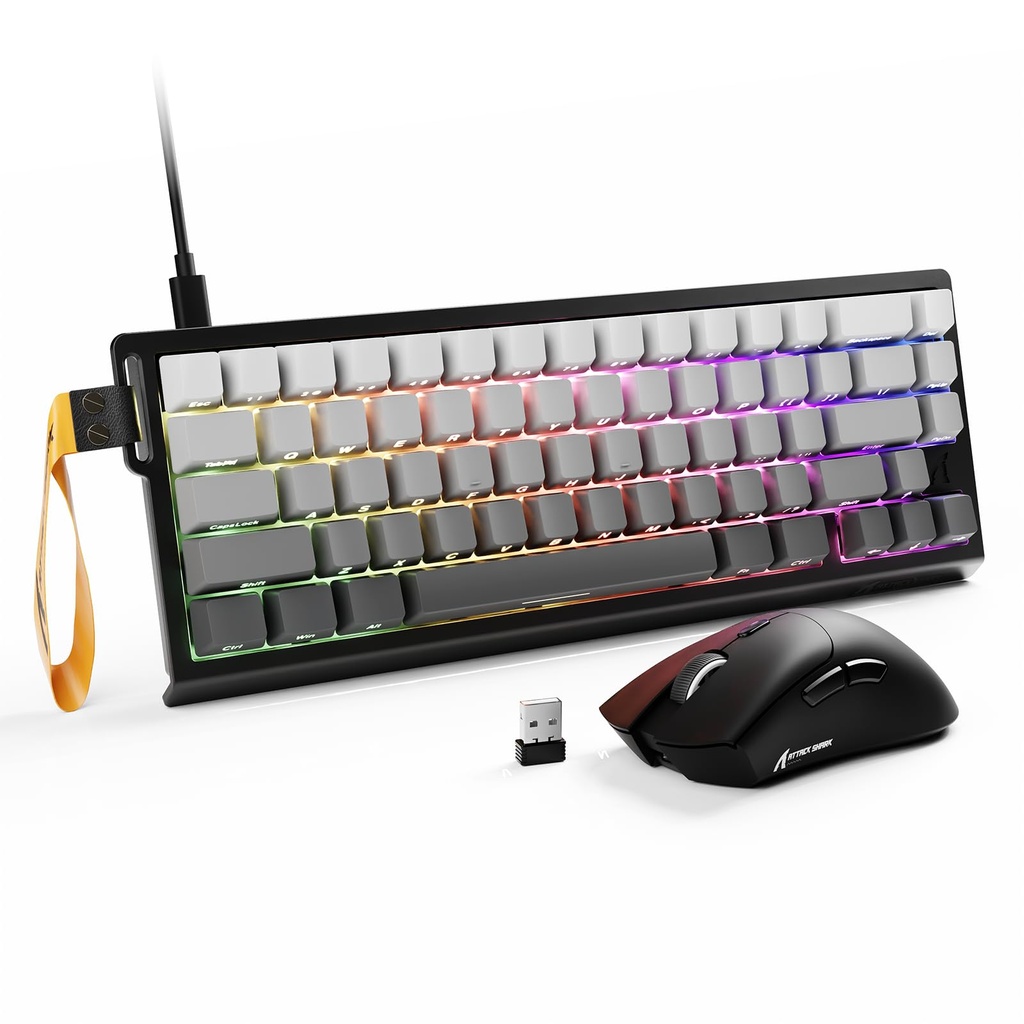 ATTACK SHARK X68 HE & R1 Gaming Keyboard and Mouse Set, 8000Hz Rapid Trigger Wired Keyboard