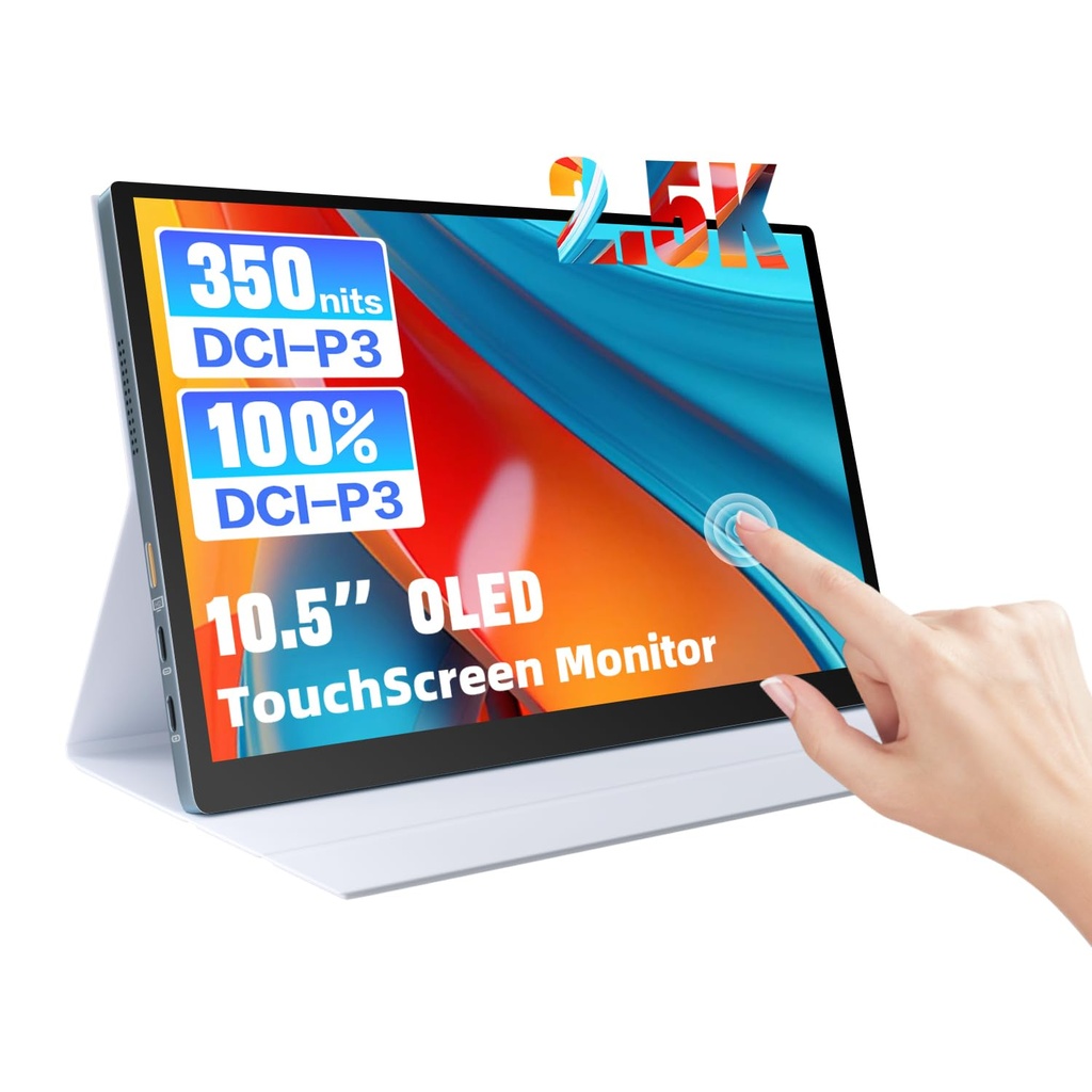 Showscren 10.5 Inch 2.5K OLED Touchscreen Portable Monitor, Ultra Slim Display with Built-i