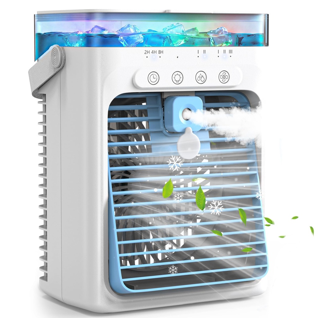 Portable Air Conditioner, 4 in 1 Mini Air Cooler with 1000ml Water Tank, 3 Speeds & 2 Mist