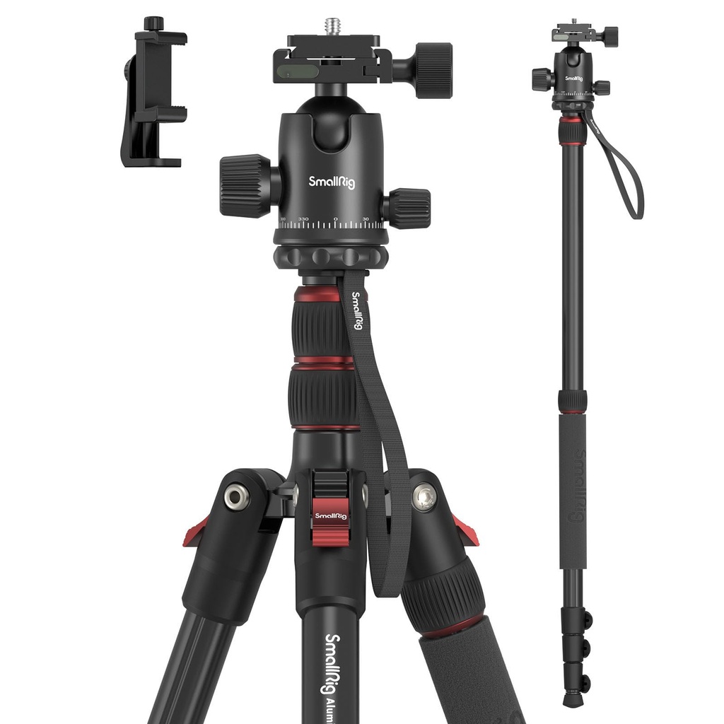 SMALLRIG 72" Aluminum Camera Tripod, Lightweight Tripod & Monopod with Ball Head and Quick