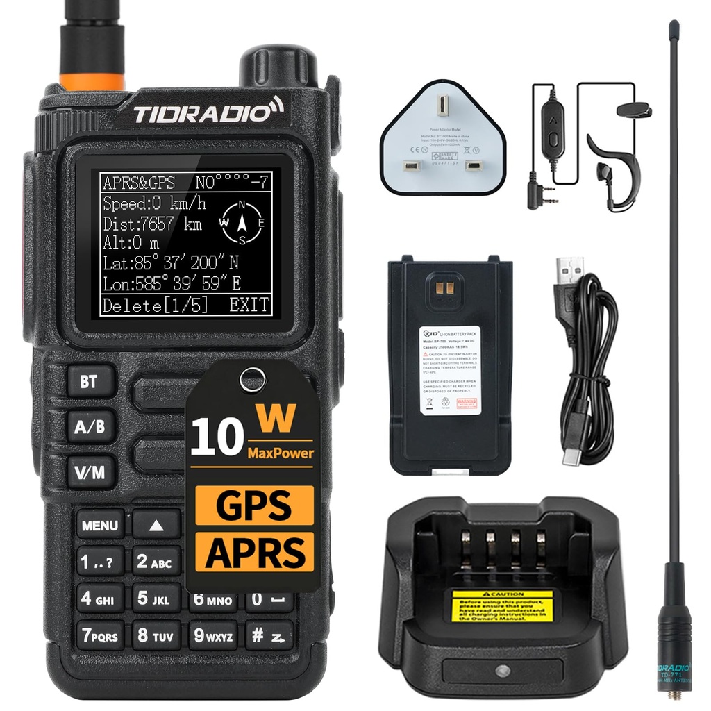 TIDRADIO TD-H9 Ham Radio, 10Watt, GPS, APRS, Spectrum Analysis, SMS, Bluetooth Programming,