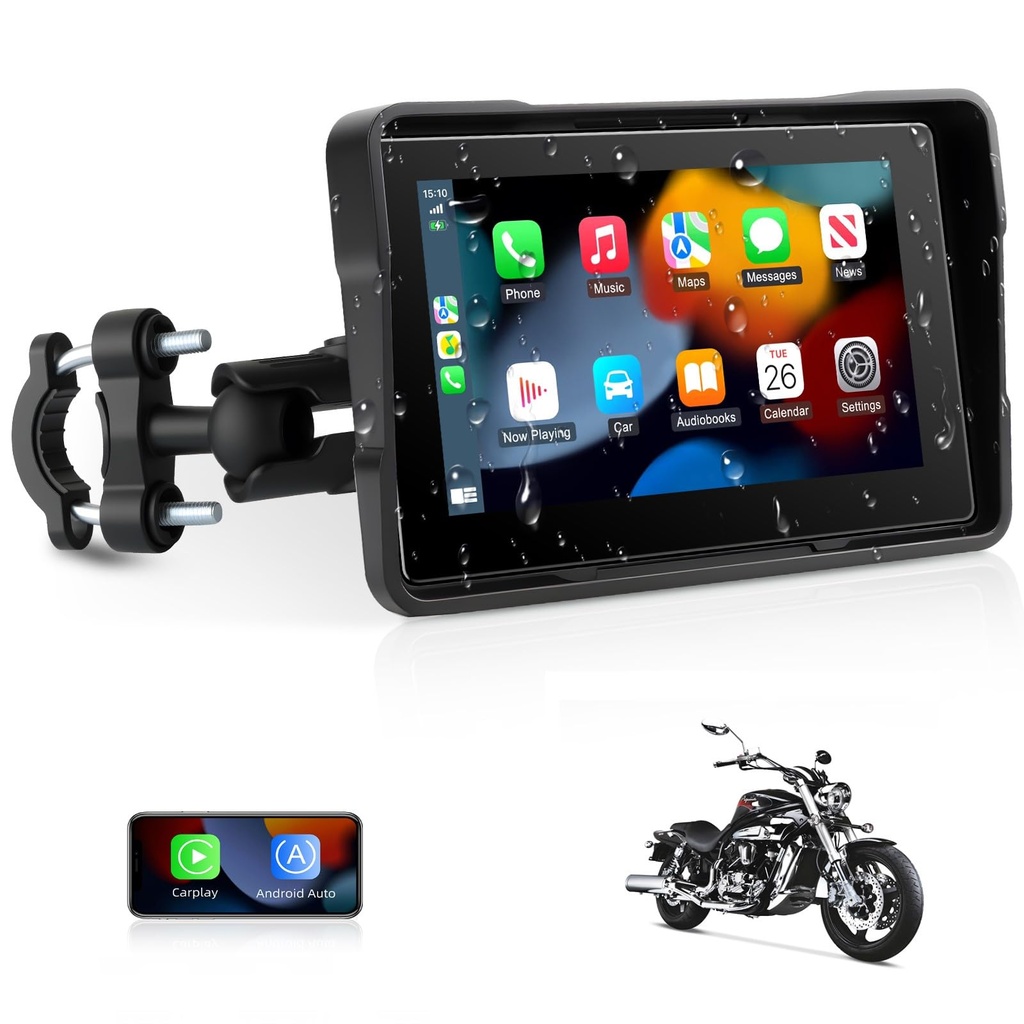 Jansite Motorcycle CarPlay Screen 5 inch Motorbike CarPlay Android Auto