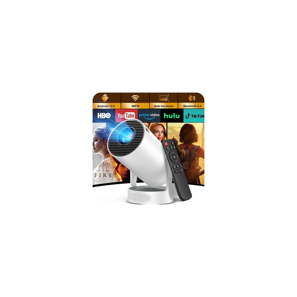 Projector 4K, HD 1080P Supported Mini Projector Auto Keystone & Focus