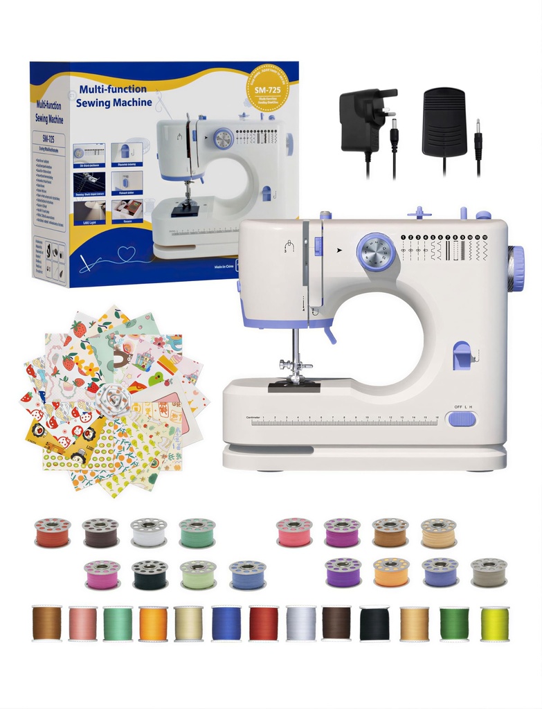 Portable Sewing Machine Ideal for Beginners, Adults, and Kids - 12 Built - in Stitches, Bas