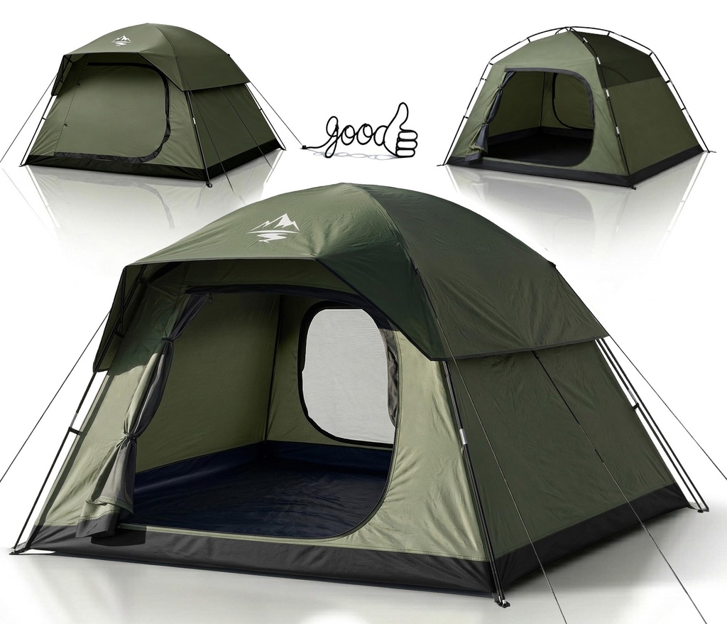 Purebox Tent 4 Man Tents with 2 Doors & Rainfly for Camping