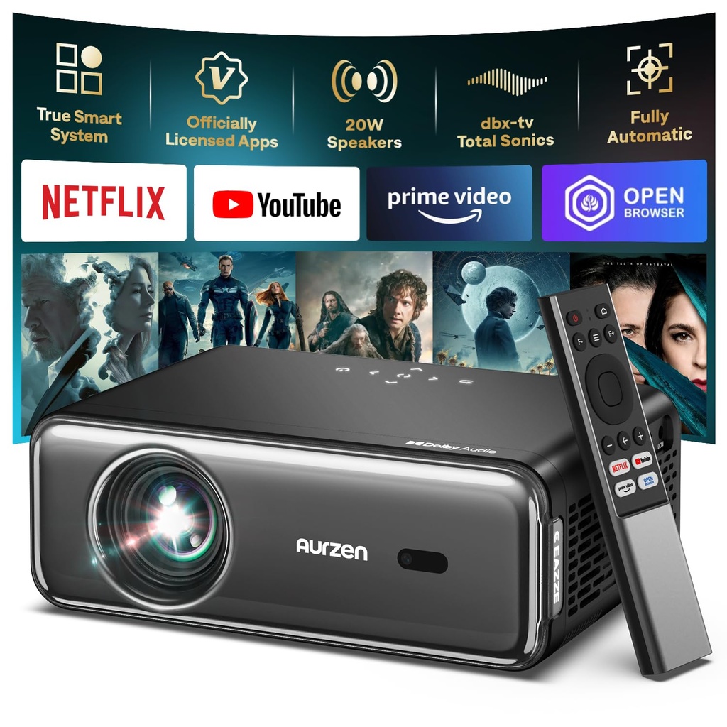2025 Smart Projector with Dolby Audio NetfIix Officially, Auto Focus & Keystone