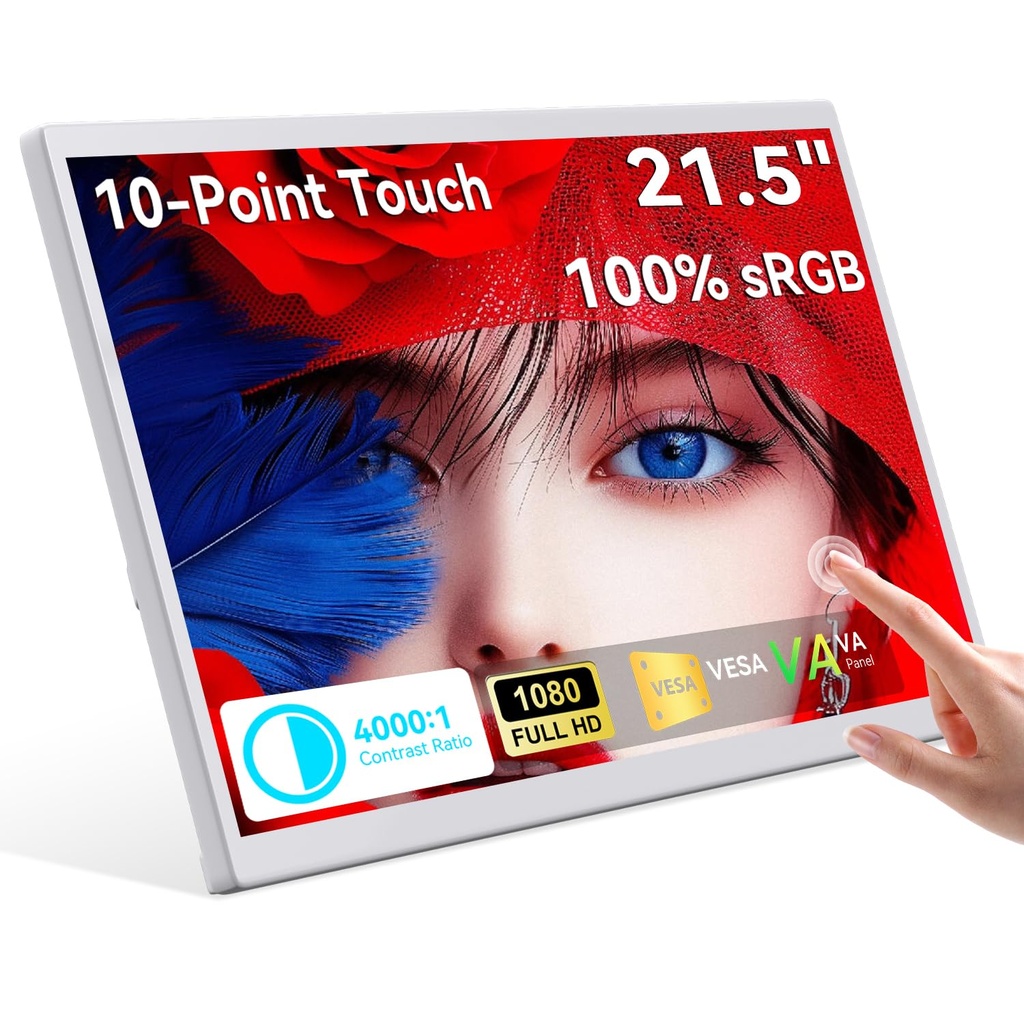 Prechen 21.5 Inch Portable Touchscreen Monitor, 1080P Display PC w/VESA